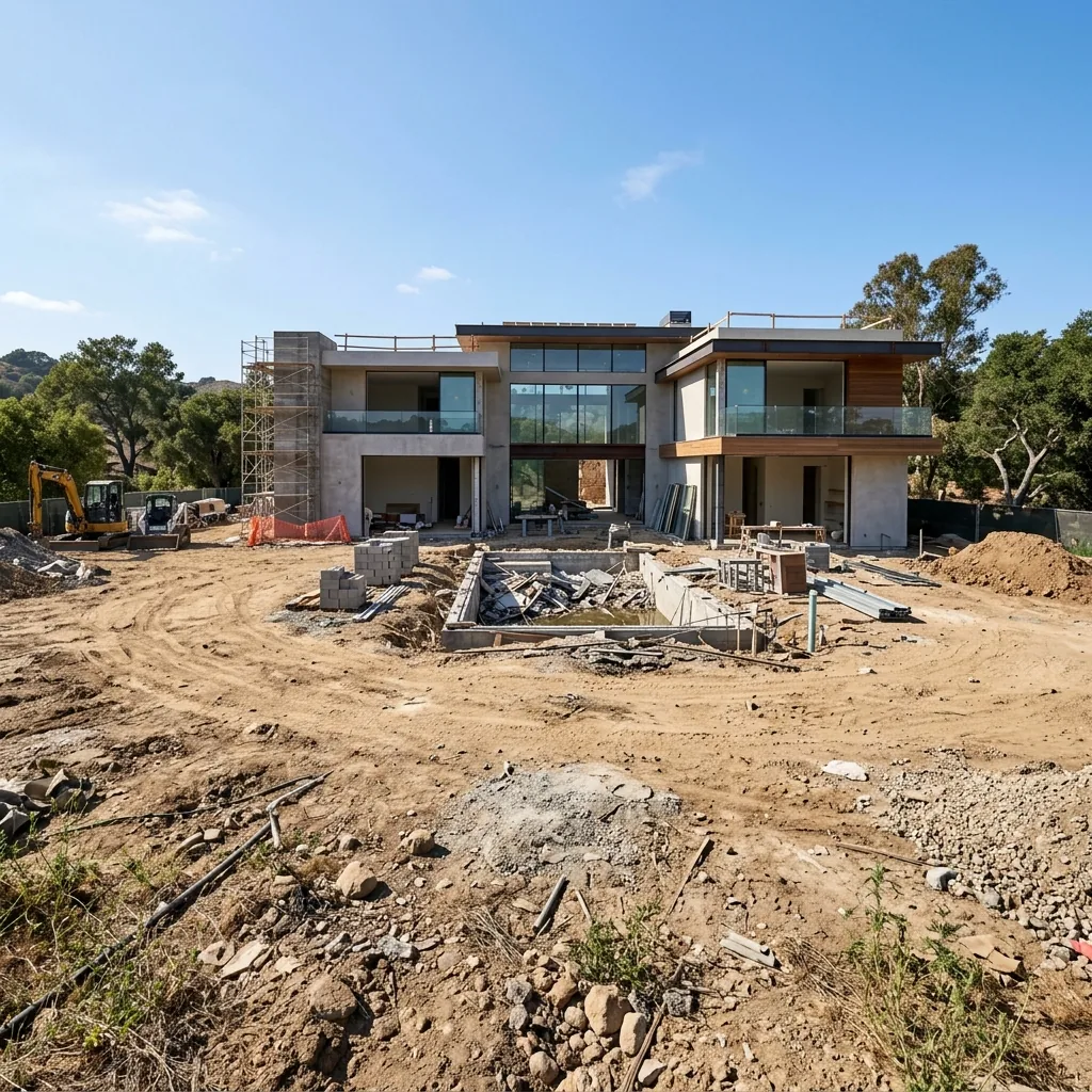 Çeşme villa bahçesi peyzaj uygulaması öncesi - boş arazi